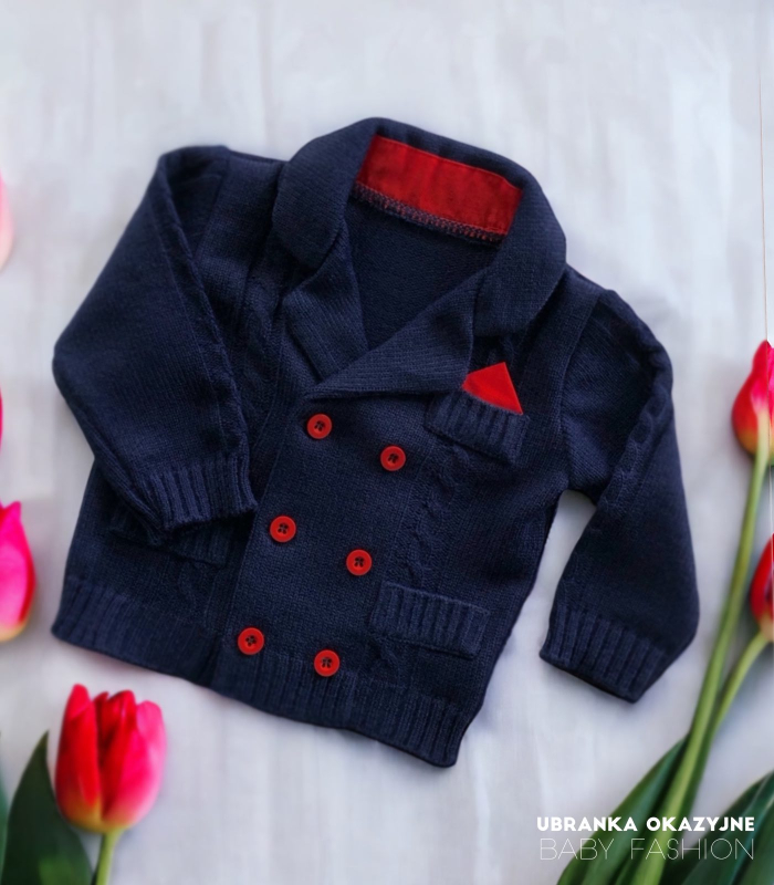 Sweterek granatowy dwurzędowy