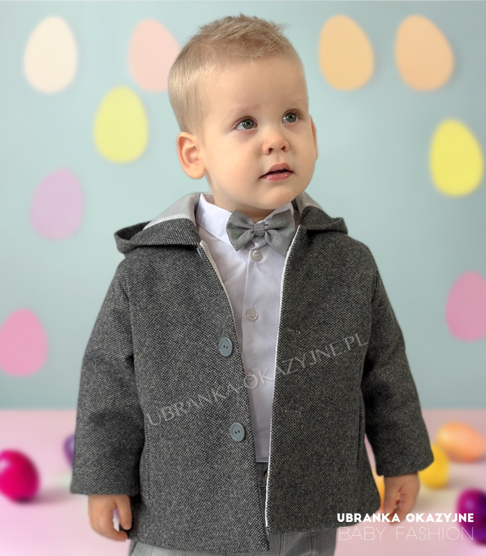 Grafitowa kurtka w pepitkę dla dziecka