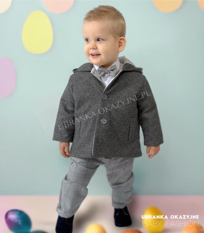 Grafitowa kurtka w pepitkę dla dziecka