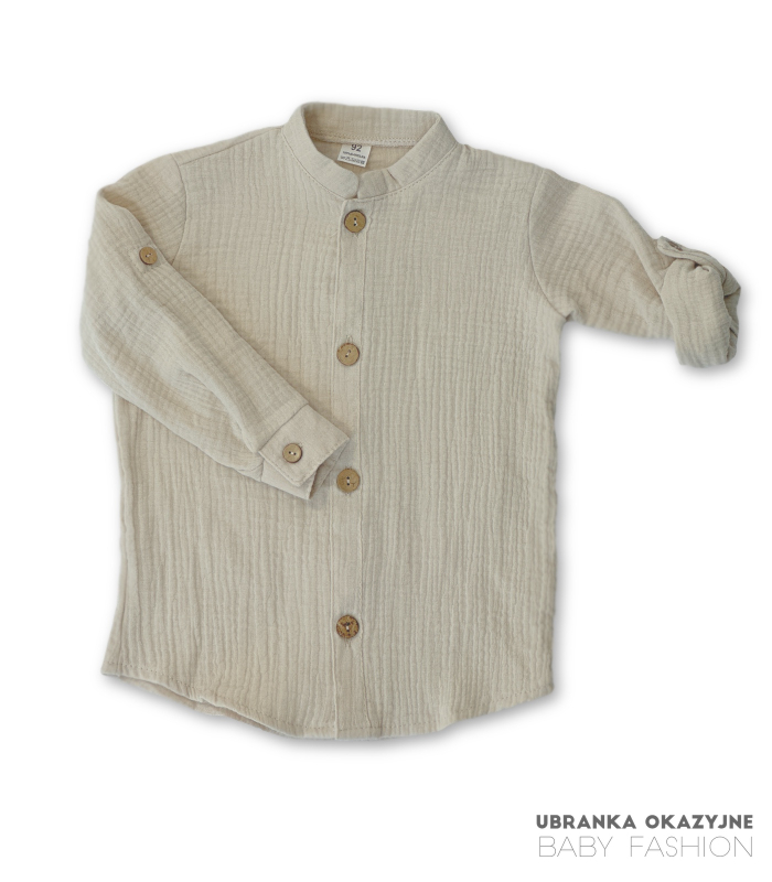 Beżowa koszula muślinowa dla chłopca