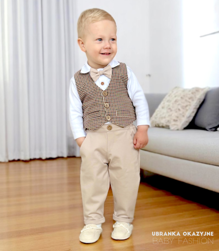 Zestaw dla dziecka z kamizelką w pepitkę - Oluś