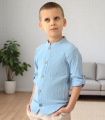 Koszula muślinowa długi rękaw 92-134 błękitna