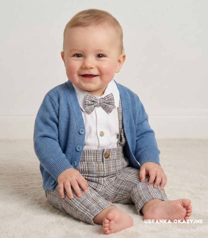 Zestaw chłopięcy Borysek ze sweterkiem atramentowym